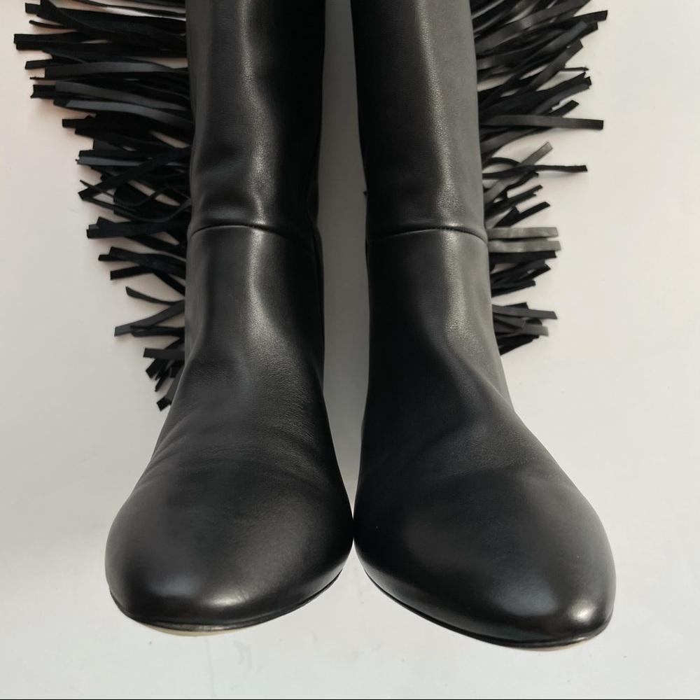 Saint Laurent Dana fringe stud knee high boots leather 8 - Picture 5 of 14